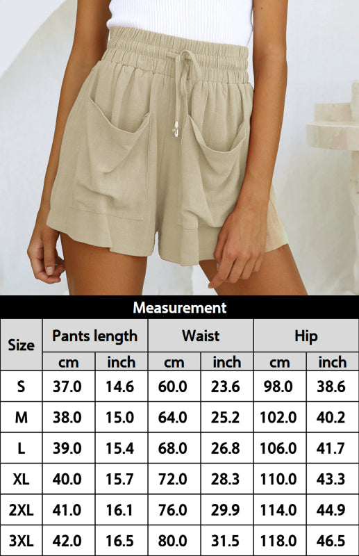 Women's Cotton Linen High Waist Loose Wide Leg Shorts