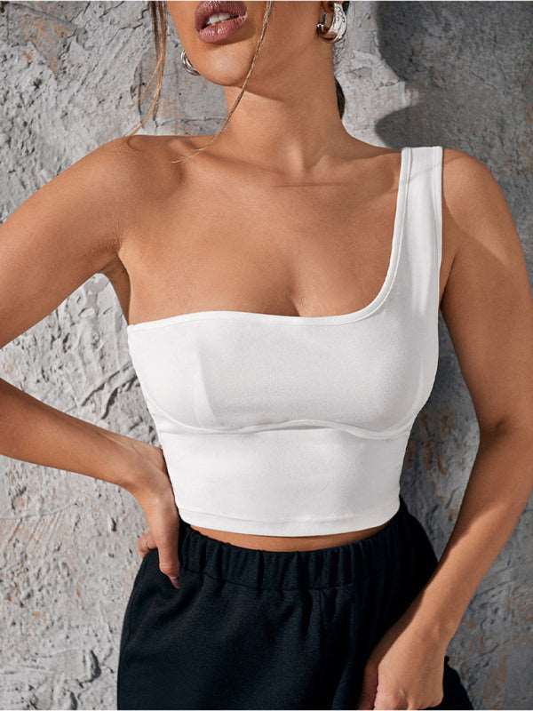 Women's shoulder strap navel sexy backless vest tops