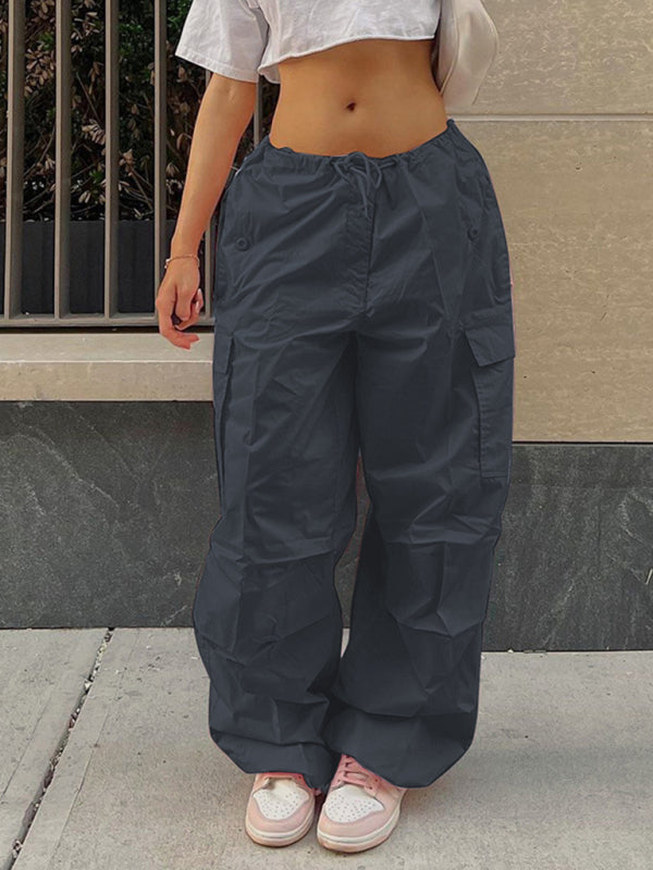 Women's loose straight overalls women's high waist wide leg casual pants