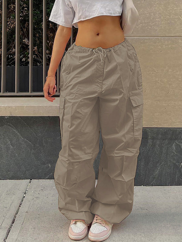 Women's loose straight overalls women's high waist wide leg casual pants