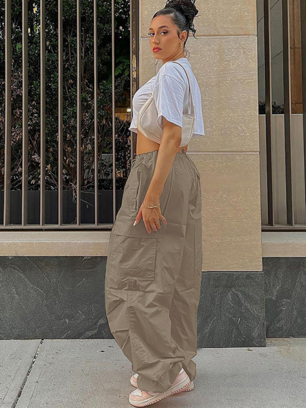 Women's loose straight overalls women's high waist wide leg casual pants