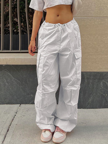 Women's loose straight overalls women's high waist wide leg casual pants