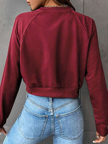 New women's long-sleeved round neck solid color sweater