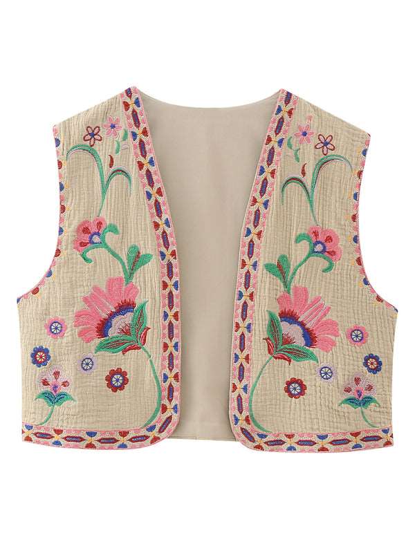 New Ladies Fashion Embroidered Cardigan Vest Vest