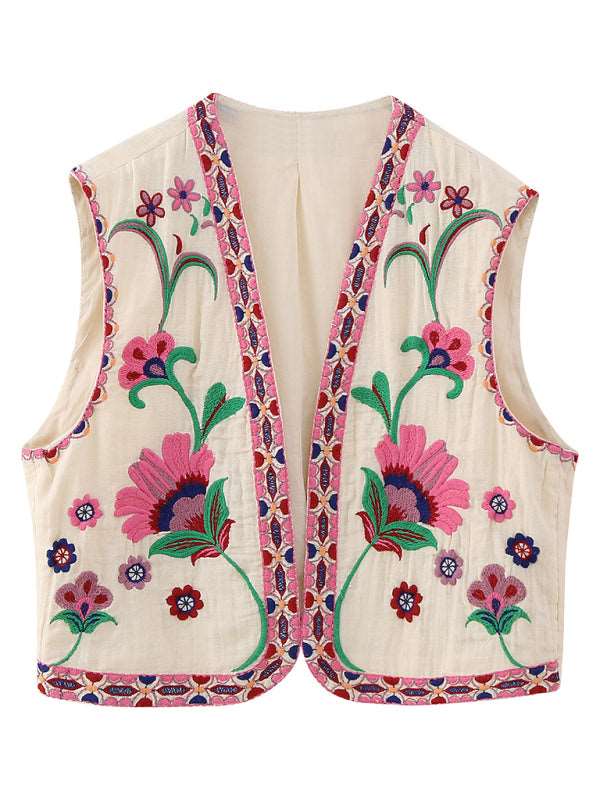 New Ladies Fashion Embroidered Cardigan Vest Vest