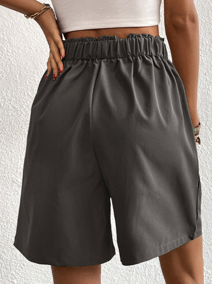 Women's high-waisted loose 2-button shorts