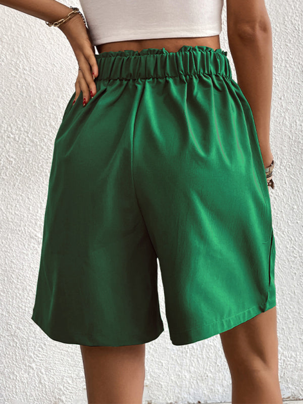 Women's high-waisted loose 2-button shorts