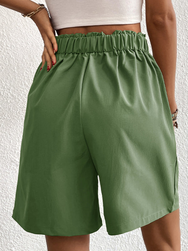 Women's high-waisted loose 2-button shorts