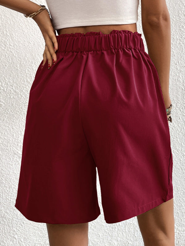 Women's high-waisted loose 2-button shorts