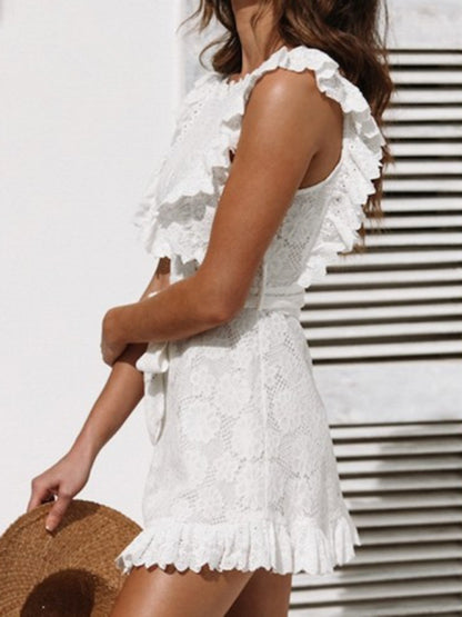 Women's embroidered lace fungus dress