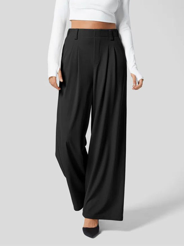 Women's Casual Loose Wide Leg Pocket High Waist Pants