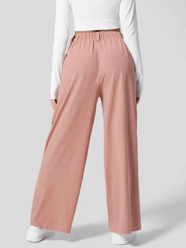 Women's Casual Loose Wide Leg Pocket High Waist Pants