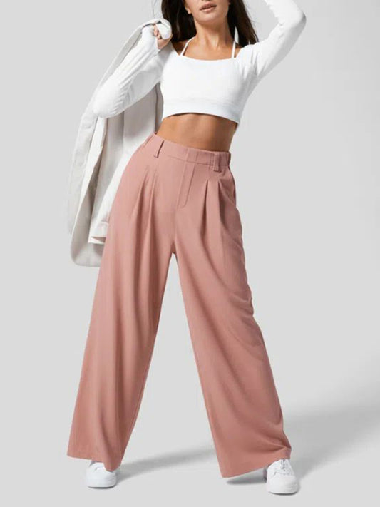 Women's Casual Loose Wide Leg Pocket High Waist Pants