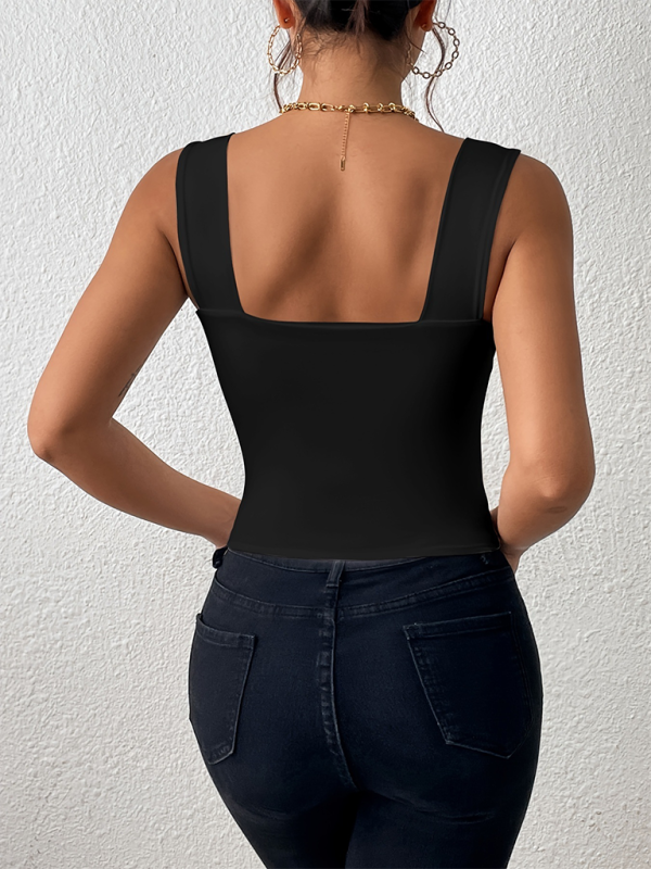 Women's camisole wide shoulder strap sexy slim hot girl sleeveless top