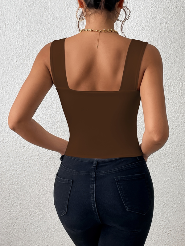 Women's camisole wide shoulder strap sexy slim hot girl sleeveless top