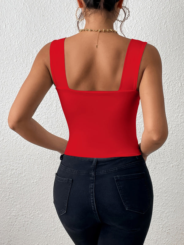 Women's camisole wide shoulder strap sexy slim hot girl sleeveless top