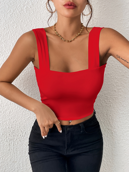 Women's camisole wide shoulder strap sexy slim hot girl sleeveless top