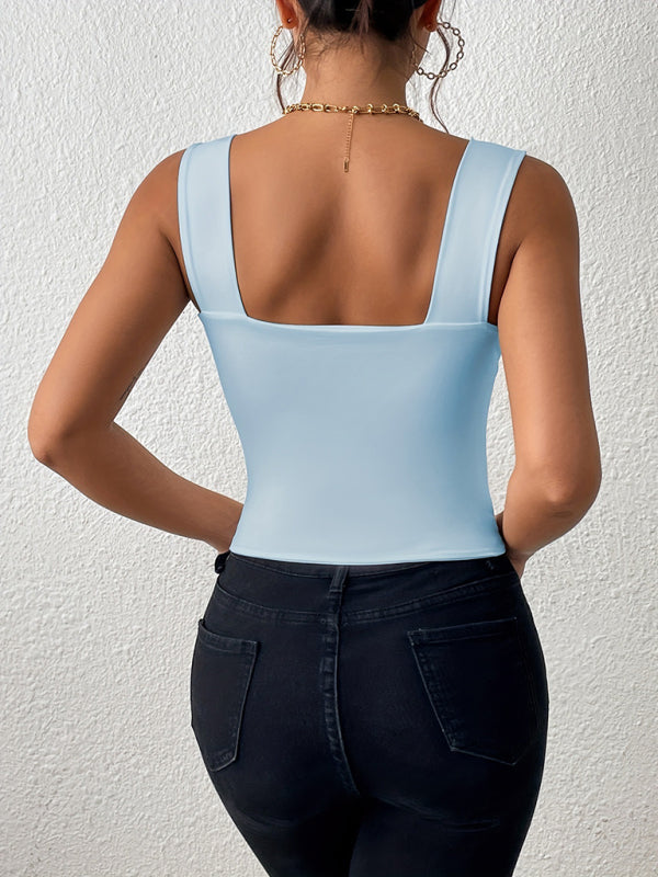 Women's camisole wide shoulder strap sexy slim hot girl sleeveless top