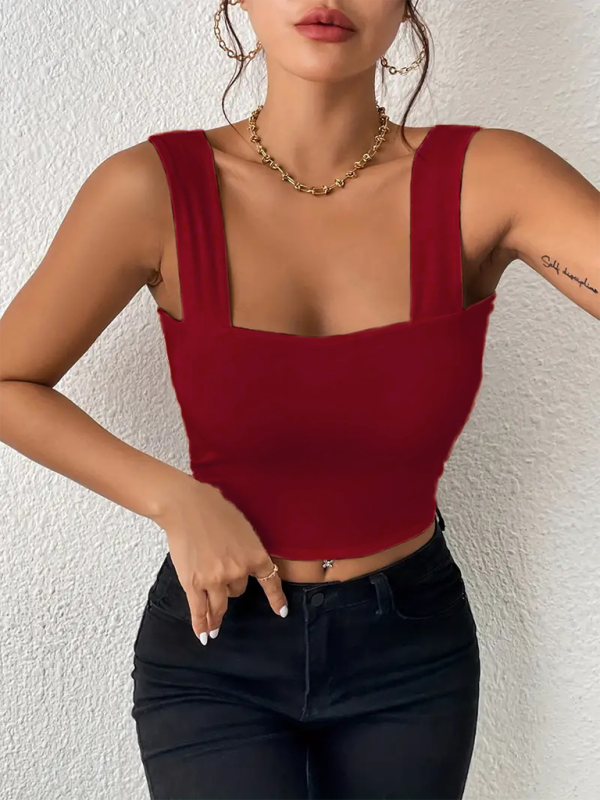 Women's camisole wide shoulder strap sexy slim hot girl sleeveless top