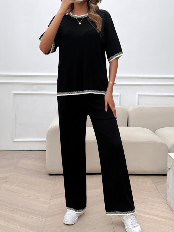 Women's casual temperament sweater and trousers suit