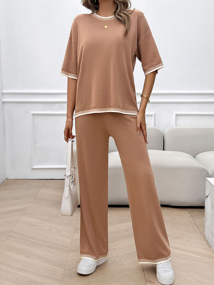 Women's casual temperament sweater and trousers suit