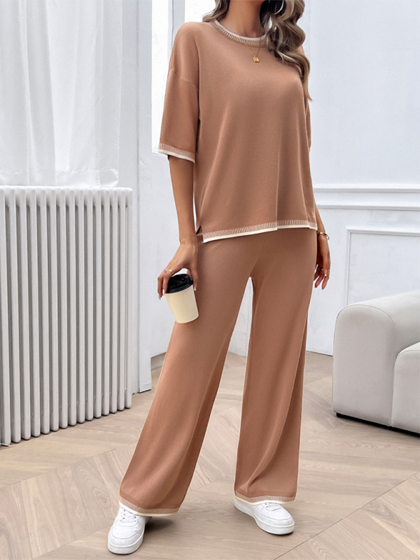 Women's casual temperament sweater and trousers suit