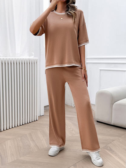 Women's casual temperament sweater and trousers suit