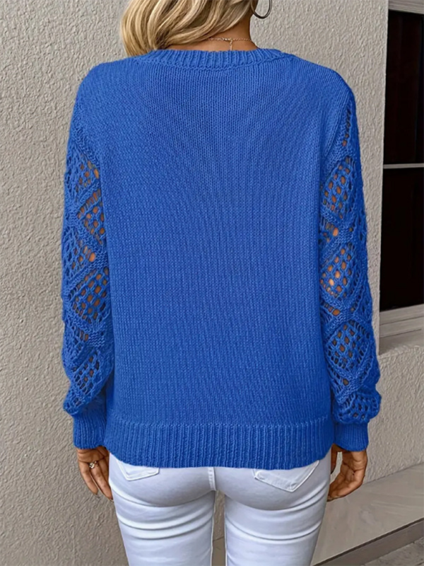 Women's V-neck Hollow Long Sleeve sweater