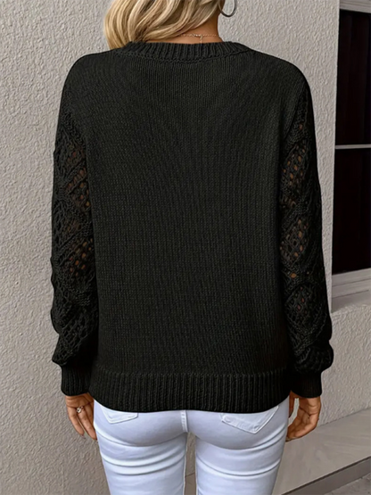 Women's V-neck Hollow Long Sleeve sweater