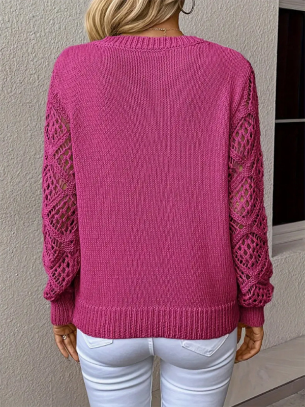 Women's V-neck Hollow Long Sleeve sweater