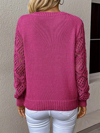 Women's V-neck Hollow Long Sleeve sweater