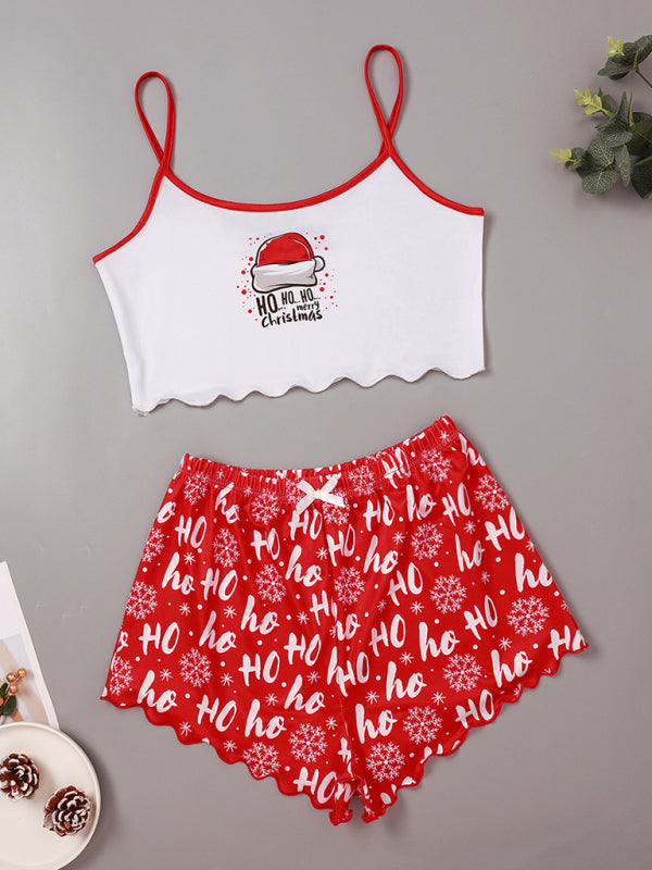 Women's sleeveless shorts simple casual two-piece sleepwear