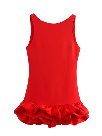 Women's sleeveless short ruffle dress