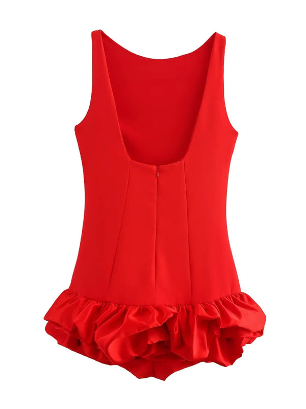 Women's sleeveless short ruffle dress