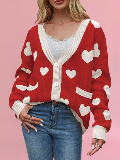 Women's Cardigan Pocket V-neck Knitted Jacket