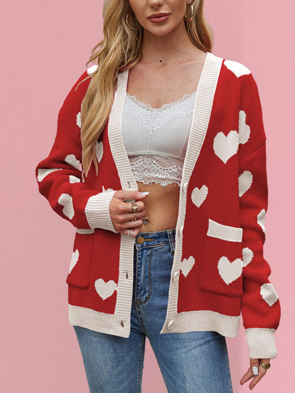 Women's Cardigan Pocket V-neck Knitted Jacket