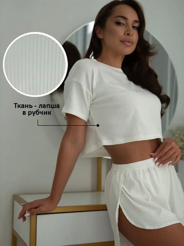 Women's top sexy cross shorts loungewear two-piece set