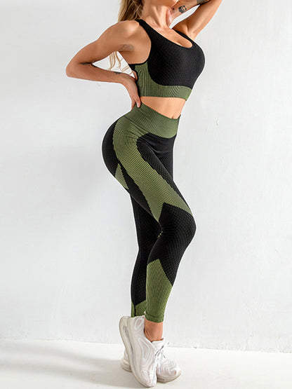 Tank Top Jacket High Waist Yoga Pants Three Piece Set