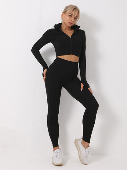 Tank Top Jacket High Waist Yoga Pants Three Piece Set