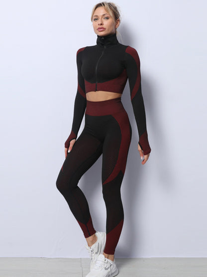 Tank Top Jacket High Waist Yoga Pants Three Piece Set