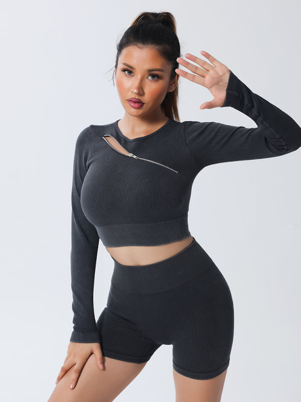 Women's Quick Dry Long Sleeve Seamless Yoga Wear Top