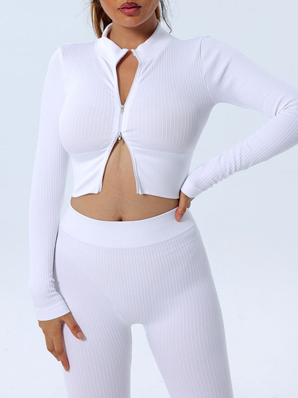 Women's Fitness Sports Yoga Long Sleeve Zipper Top