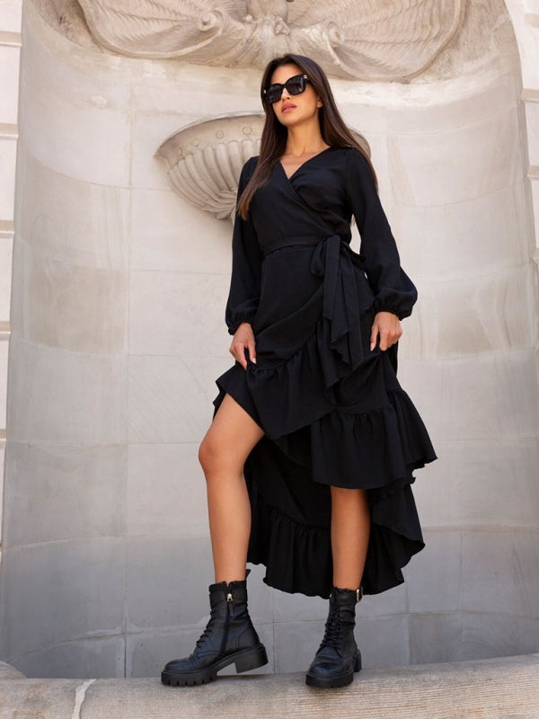 Women's V-neck long-sleeved dress