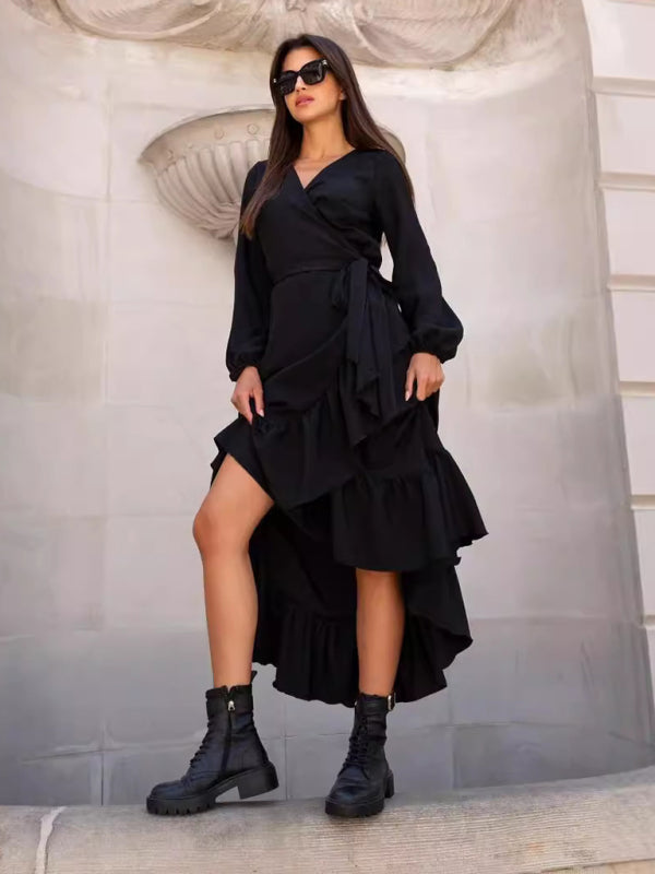 Women's V-neck long-sleeved dress