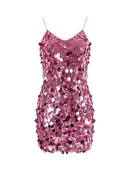 Women's sequined suspenders dress