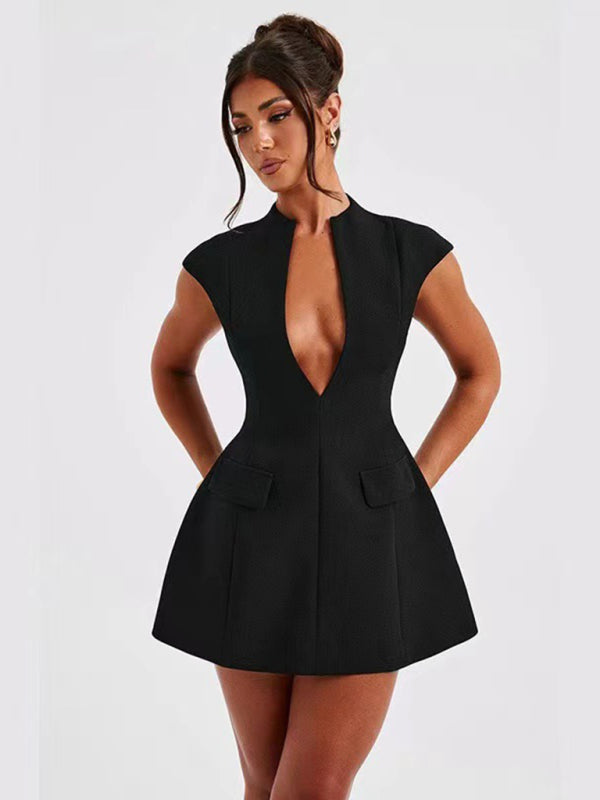 Women's V-neck high waist short dress