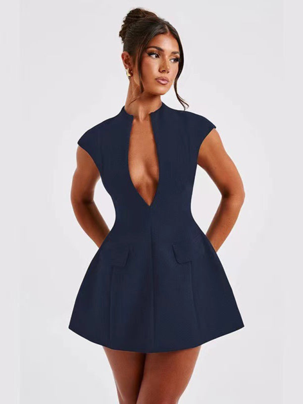 Women's V-neck high waist short dress