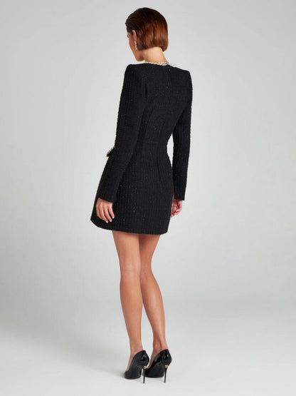 Women's long-sleeved beaded dress