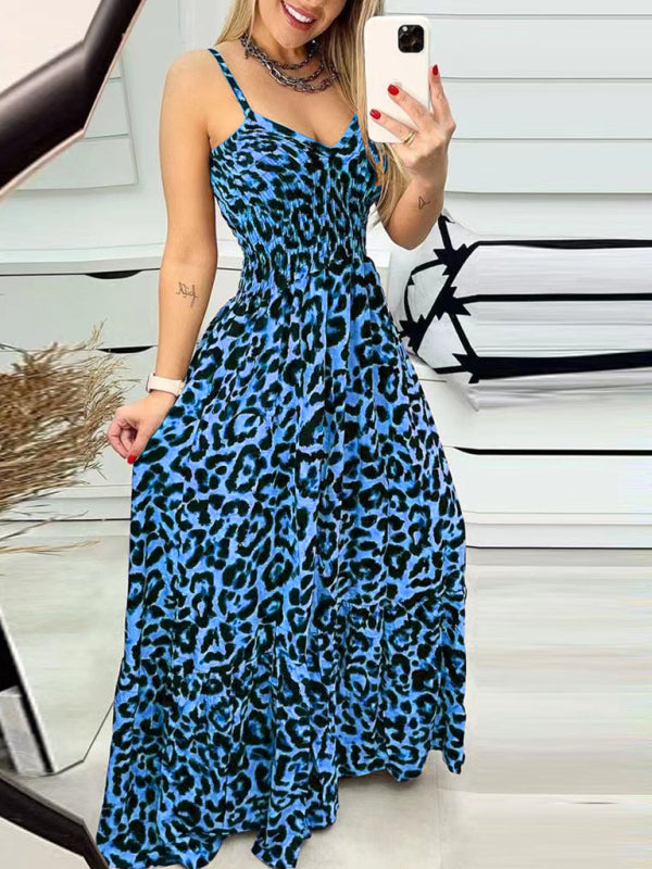 Women's Leopard Print V-Neck Dress