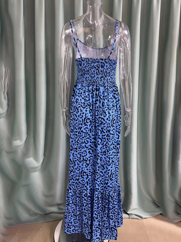 Women's Leopard Print V-Neck Dress